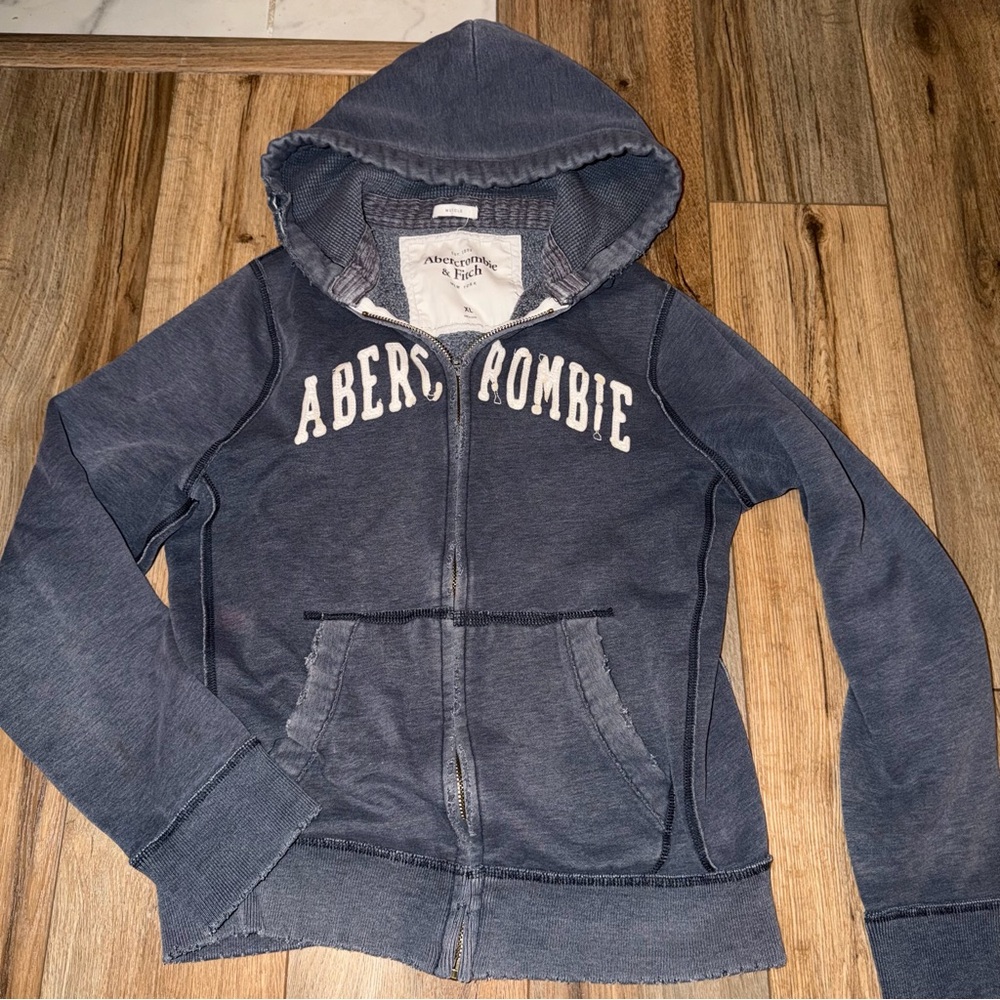 Abercrombie & Fitch Zip Hoodie Mens XL Extra Large Distressed Y2K Vintage Muscle